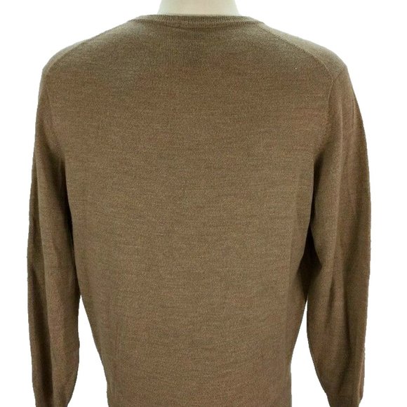 Jos A Bank Signature‎ 100% Merino Wool Vneck Sweater M Tan Pullover Mens - Picture 2 of 4